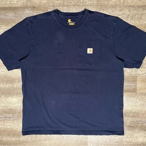 Vintage Y2K Men’s Carhartt Shirt Navy Pocket Workwear Size XL Faded Grunge